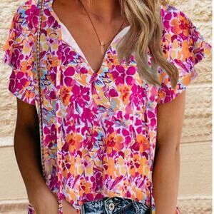 115 BOUTIQUE NWOT  FLORAL BRIGHT COLOR V NECK MULTIPLE SIZES